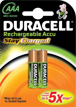 Akku NiMH AAA 1,2V StayCharged (HR03) 800mAh *Duracell* 2er-Pack