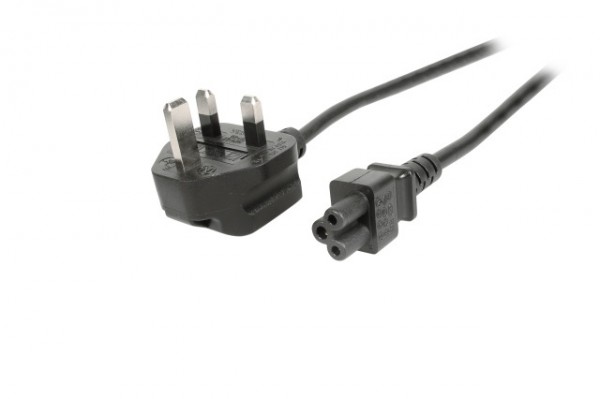 Netzkabel 230V UK-Stecker->C5(Buchse), 1,8m, Black, (Kleeblatt, Mickymaus)