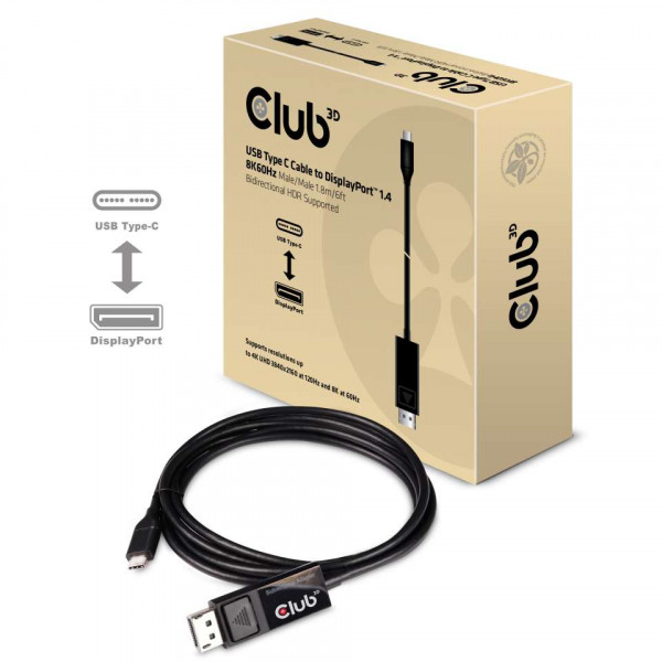 Kabel USB 3.1 Typ C => DisplayPort 1.4 8K60Hz 1,8m *Club3D*