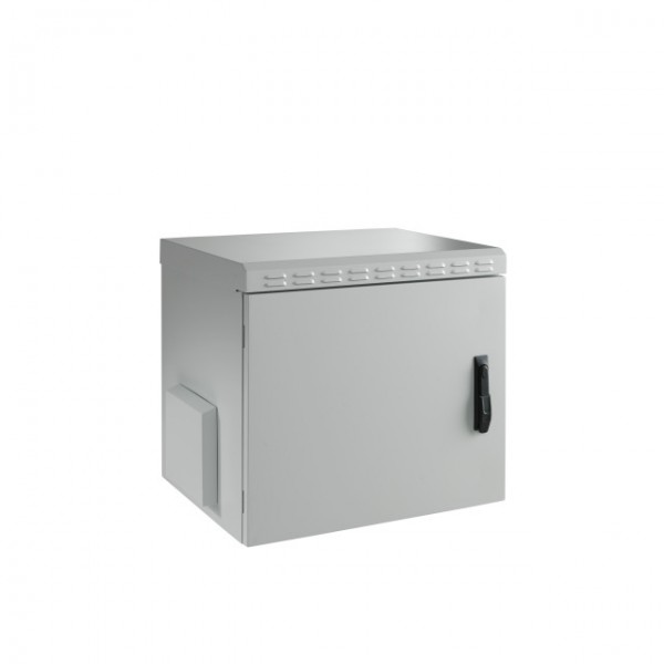 Wandgehäuse 19", IP55, 7HE, 1-teilig, T600/H410mm, Stahlblechtüre, Lichtgrau,