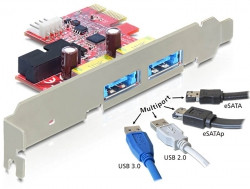 Con USB 3.0 - PCI-E Karte - 2 +1 Port Multiport *DeLock*