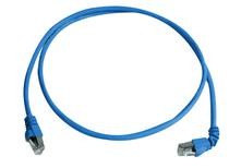 Telegärtner Patchkabel CAT6A; 1x90Grad gedreht, 10m, Blau, 500MHz, S/FTP, Halogenfrei