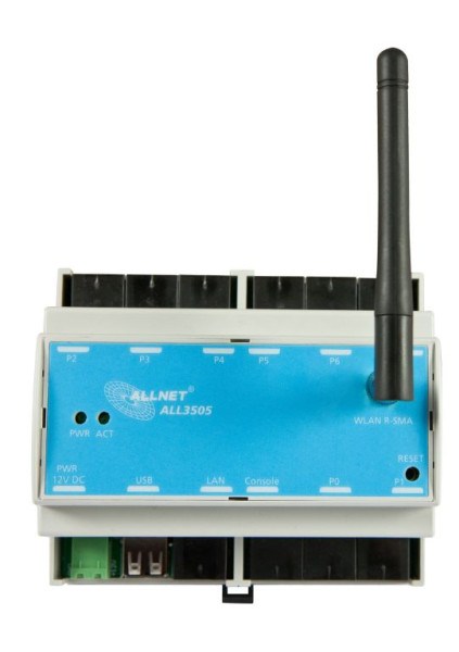 ALLNET MSR Zentrale "ALL3505v2" inkl. 8 Sensor Ports &amp; Hutschienen Montage für IP Gebäude Automation