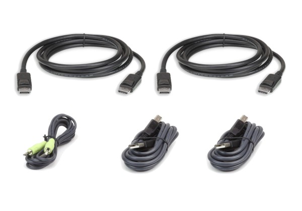 Aten Verbindungskabel Secure DP(DisplayPort), Dual, 3m, USB, Audio