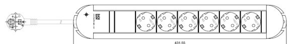 Bachmann Tischsteckdose, 6xDosen(CEE7)->Stecker(CEE7), 1,75m, Schwarz,