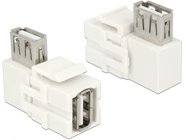 DeLock Adapter USB 2.0 A (BU) > USB 2.0 A (BU) 90° Keystone Modul *weiß*