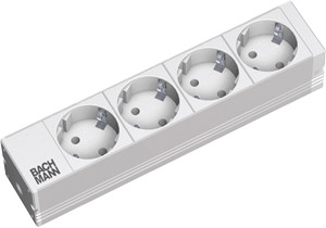 ALLNET 10"zbh. Steckdosenleiste, 4xDosen(CEE7)->1xStecker(CEE7), Bachmann,