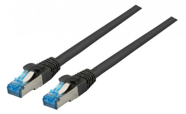 Patchkabel RJ45, CAT6A 500Mhz, 5m, schwarz, S-STP(S/FTP), TPE(Superflex), mit Cat.7 Rohkabel,