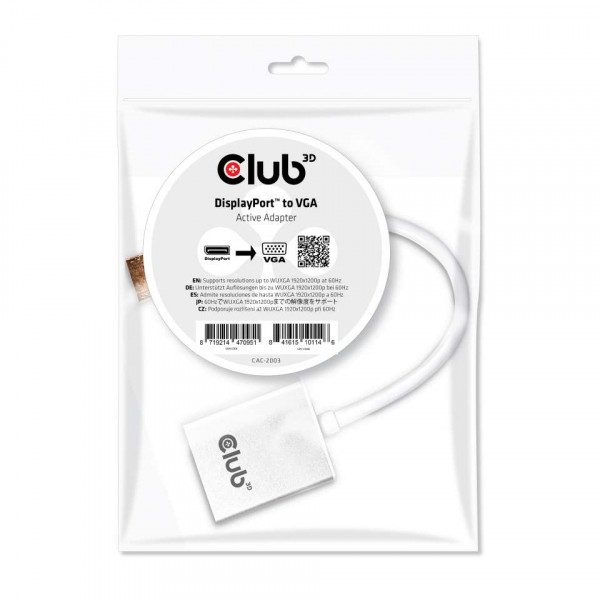 Adapter DisplayPort => VGA *Club3D* Aktiv