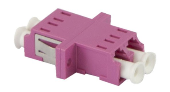 LWL-Kupplung, LC-Buchse/LC-Buchse, 50/125u Multimode, duplex, PVC, Keramikhülse, OM4, mit Flansch, S