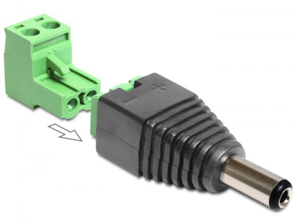 DeLock Adapter Terminalblock > DC 2,1 x 5,5 mm Stecker 2-teilig